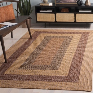 SAFAVIEH Washable Rug Outdoor Braided Collection – 6′ x 9′ Oval, Brown & Light Brown, Handmade & Reversible, Non-Shedding & Easy to Clean, Ideal for Patio, Backyard, Mudroom (BRD318S)(Beige/Brown)
