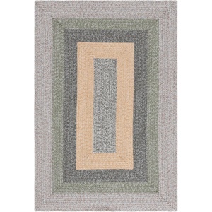 SAFAVIEH Washable Rug Outdoor Braided Collection – 6′ x 9′ Oval, Brown & Light Brown, Handmade & Reversible, Non-Shedding & Easy to Clean, Ideal for Patio, Backyard, Mudroom (BRD318S)(Grey/Green)