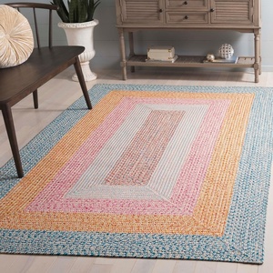 SAFAVIEH Washable Rug Outdoor Braided Collection – 6′ x 9′ Oval, Brown & Light Brown, Handmade & Reversible, Non-Shedding & Easy to Clean, Ideal for Patio, Backyard, Mudroom (BRD318S)(Aqua/Pink)