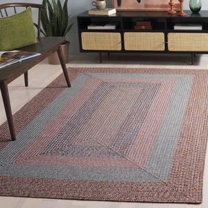 SAFAVIEH Washable Rug Outdoor Braided Collection – 6′ x 9′ Oval, Brown & Light Brown, Handmade & Reversible, Non-Shedding & Easy to Clean, Ideal for Patio, Backyard, Mudroom (BRD318S)(Brown/Grey Pink)
