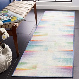 SAFAVIEH Washable Rug Paint Brush Collection – 5’5″ x 7’6″, Blue & Green, Slip Resistant & Easy to Clean, Ideal for Living Room, Bedroom, Nursery, Kids Playroom, Dining Space (PTB188M)(Blue/Green)