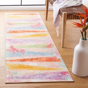 SAFAVIEH Washable Rug Paint Brush Collection – 5’5″ x 7’6″, Pink & Blue, Slip Resistant & Easy to Clean, Ideal for Living Room, Bedroom, Nursery, Kids Playroom, Dining Space (PTB173U)(Pink/Blue)