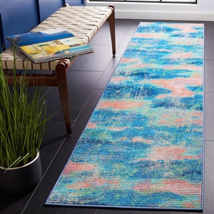 SAFAVIEH Washable Rug Sequoia Collection – 5’5″ x 7’6″, Blue & Orange, Slip Resistant & Easy to Clean, Ideal for Living Room, Bedroom, Dining Space (SEQ151M)(Blue/Orange)