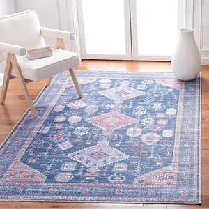 SAFAVIEH Washable Rug Serapi Collection – 5’3″ x 7’6″, Blue & Ivory, Slip Resistant & Easy to Clean, Ideal for Living Room, Bedroom, Dining Space (SEP513M)(Blue/Ivory)