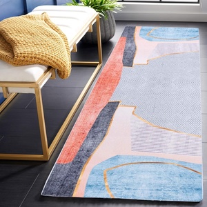 SAFAVIEH Washable Rug Tacoma Collection – 5′ x 8′, Beige & Blue, Slip Resistant & Easy to Clean, Ideal for Living Room, Bedroom, Home Office, Dining Space (TAC834B)(Beige/Blue)