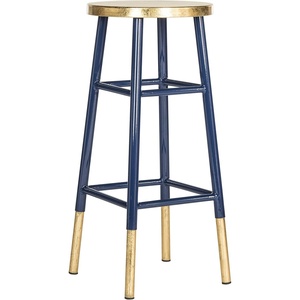 Safavieh Home Collection Emery White and Dipped Gold Leaf 30-inch Barstool(Navy / Gold)