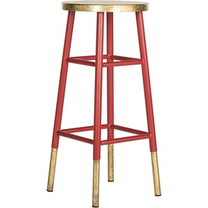 Safavieh Home Collection Emery White and Dipped Gold Leaf 30-inch Barstool(Red / Gold)