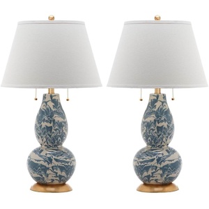 Safavieh Lighting Collection Color Swirls Glass Blue and White Table Lamp, Set of 2(Blue/White – Set of 2)