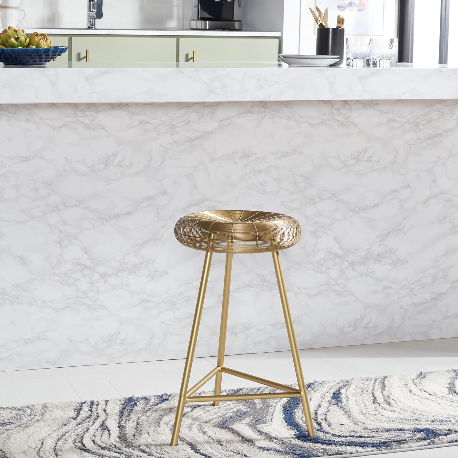 image:imageAddison Gold Wire Weaved Contemporary Counter Stool