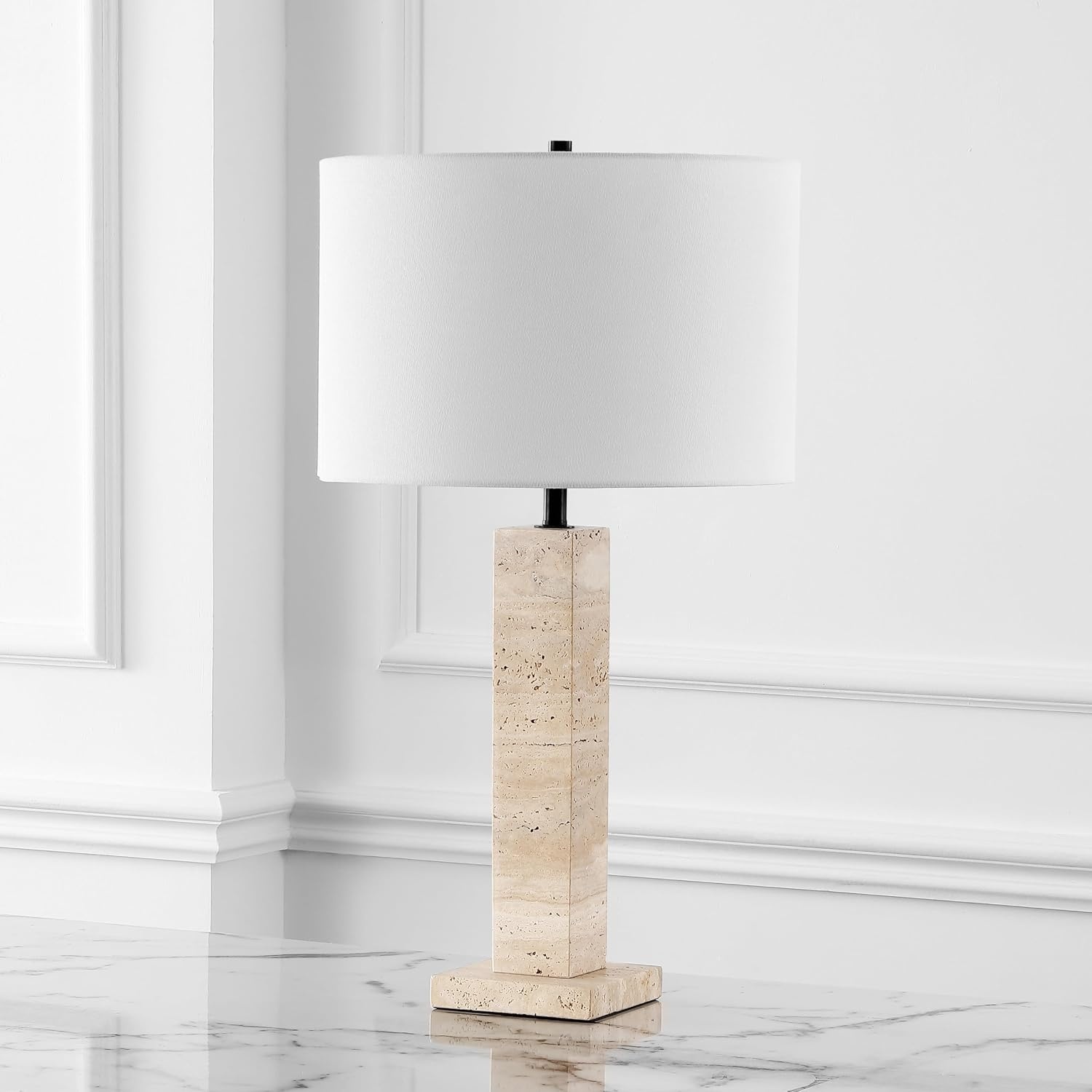 image:imageSAFAVIEH Couture Collection Hannabeth TravertineBlack 27inch Dimmable Table Lamp for Bedroom Living Room Home Office Desk Nightstand
