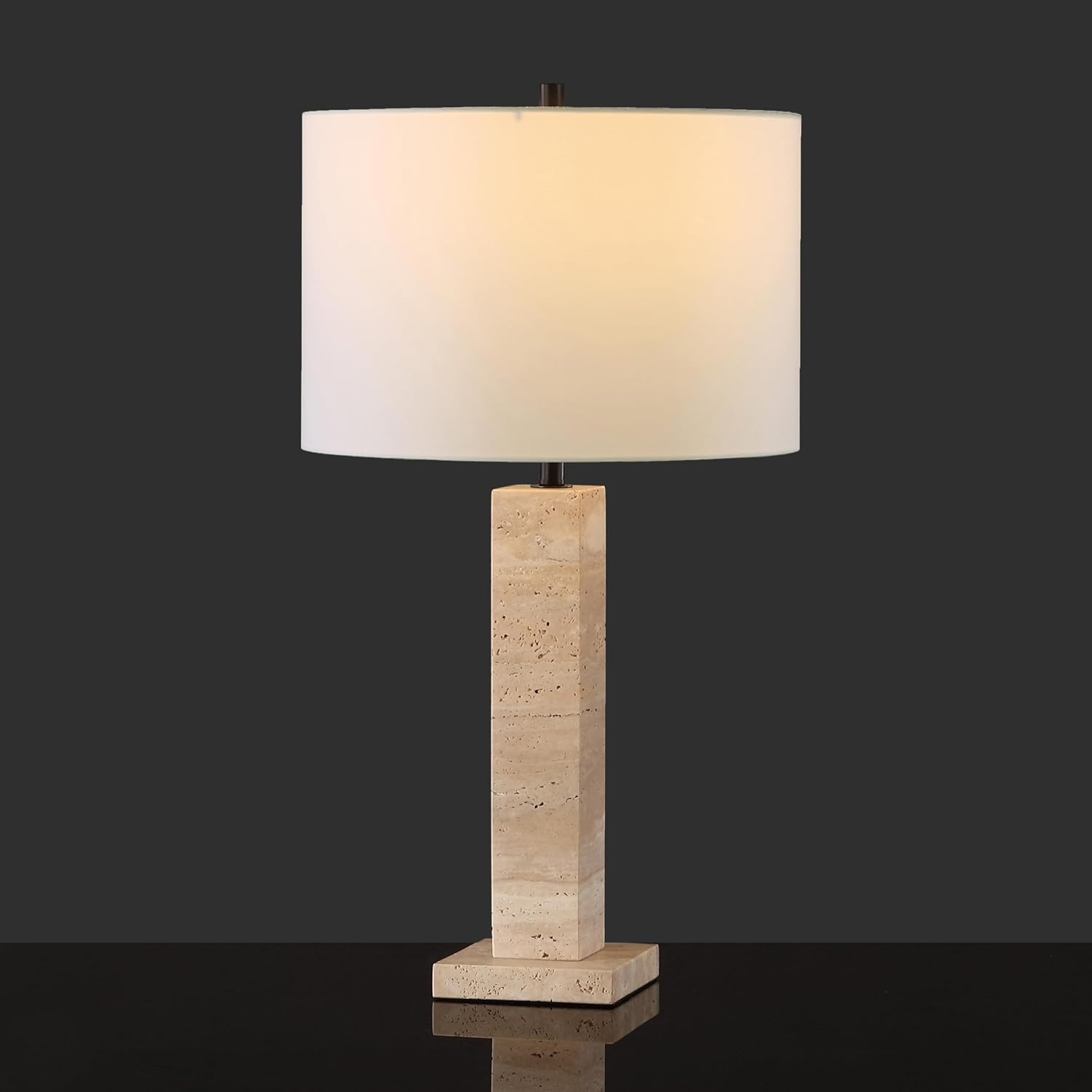 image:imageSAFAVIEH Couture Collection Hannabeth TravertineBlack 27inch Dimmable Table Lamp for Bedroom Living Room Home Office Desk Nightstand