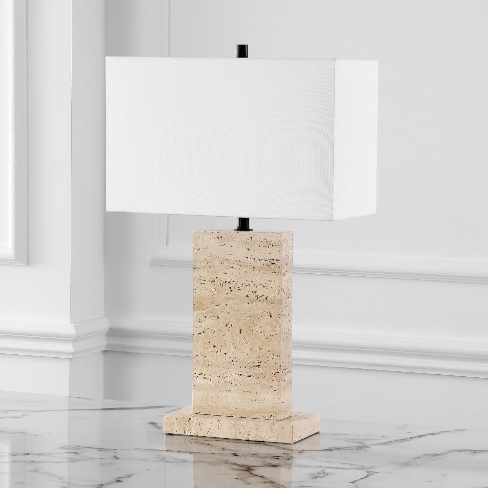 image:imageSAFAVIEH Couture Collection Jennabriana TravertineBlack 26inch Dimmable Table Lamp for Bedroom Living Room Home Office Desk Nightstand