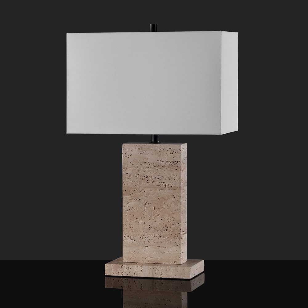 image:imageSAFAVIEH Couture Collection Jennabriana TravertineBlack 26inch Dimmable Table Lamp for Bedroom Living Room Home Office Desk Nightstand