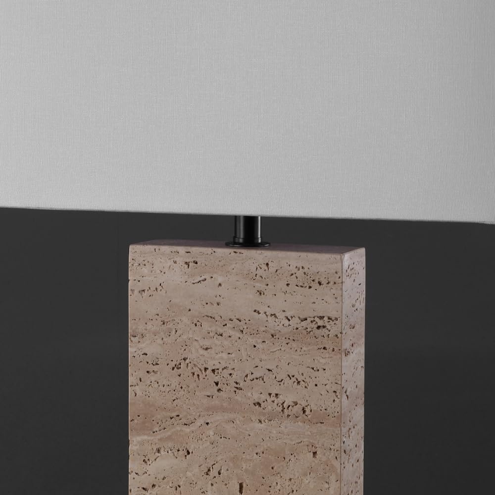 image:imageSAFAVIEH Couture Collection Jennabriana TravertineBlack 26inch Dimmable Table Lamp for Bedroom Living Room Home Office Desk Nightstand