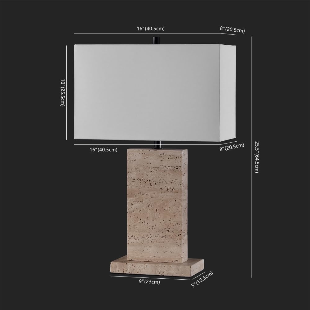 image:imageSAFAVIEH Couture Collection Jennabriana TravertineBlack 26inch Dimmable Table Lamp for Bedroom Living Room Home Office Desk Nightstand