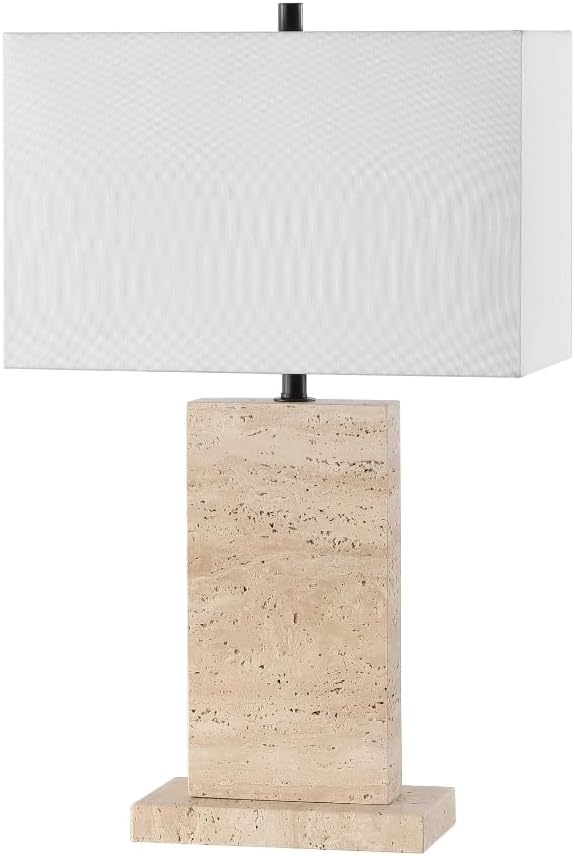 image:imageSAFAVIEH Couture Collection Jennabriana TravertineBlack 26inch Dimmable Table Lamp for Bedroom Living Room Home Office Desk Nightstand