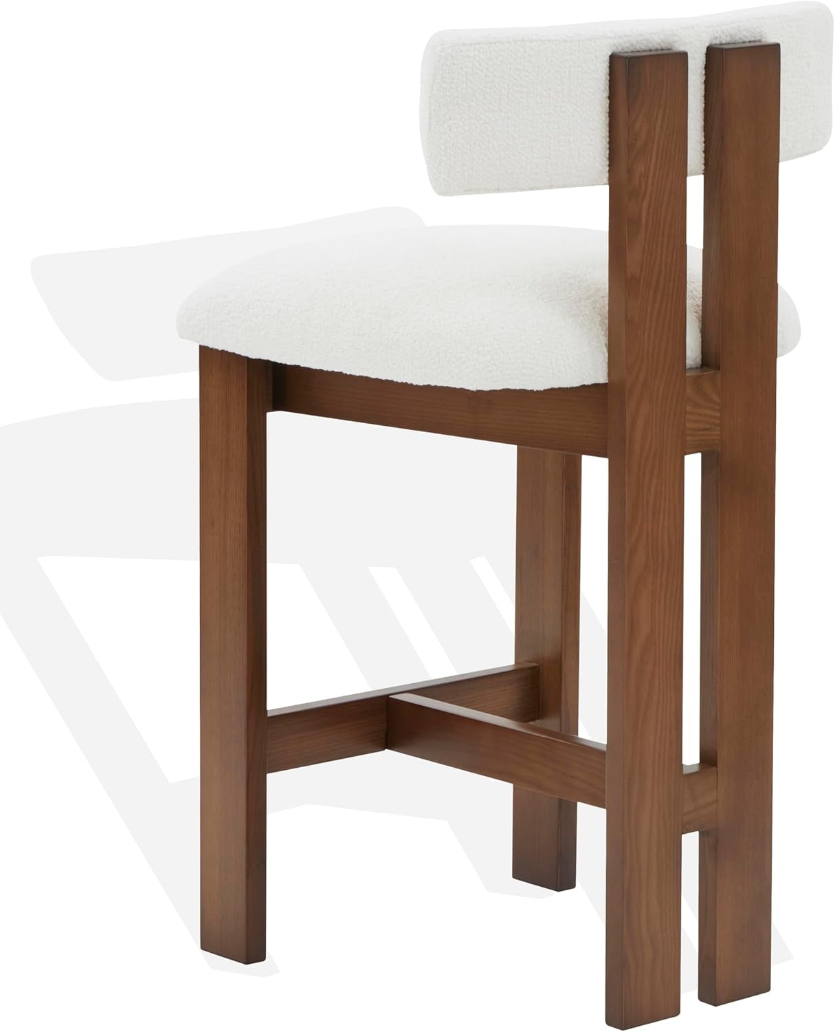 image:imageSAFAVIEH Couture Collection Macey IvoryWalnut Boucle 26inch Seat Height Counter Stool
