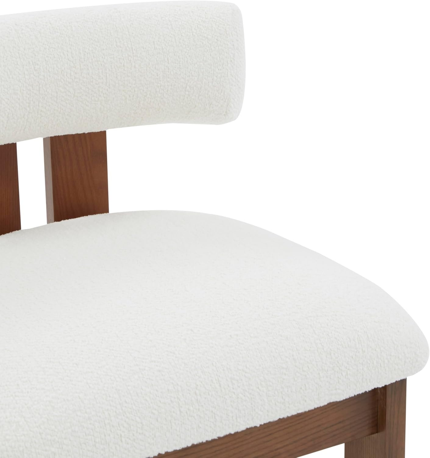image:imageSAFAVIEH Couture Collection Macey IvoryWalnut Boucle 26inch Seat Height Counter Stool