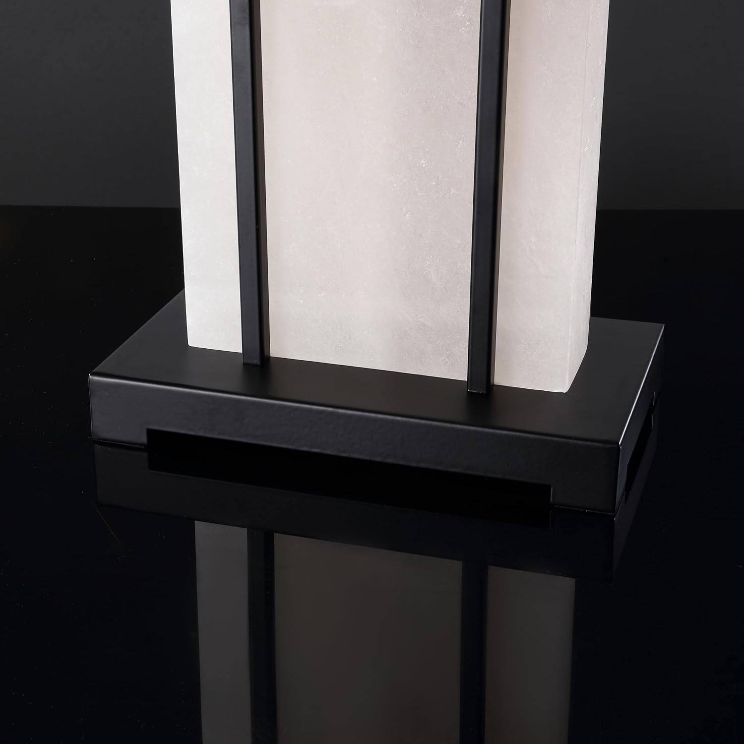 image:imageSAFAVIEH Couture Lighting Collection Fantasia BlackWhite Alabaster 28inch Table Lamp LED Bulbs Included