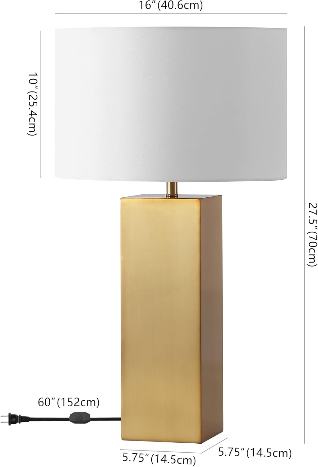 image:imageSAFAVIEH Couture Lighting Collection Hank GoldWhite Metal 28inch Table Lamp for Bedroom Living Room Home Office Desk Nightstand LED Bulb Included