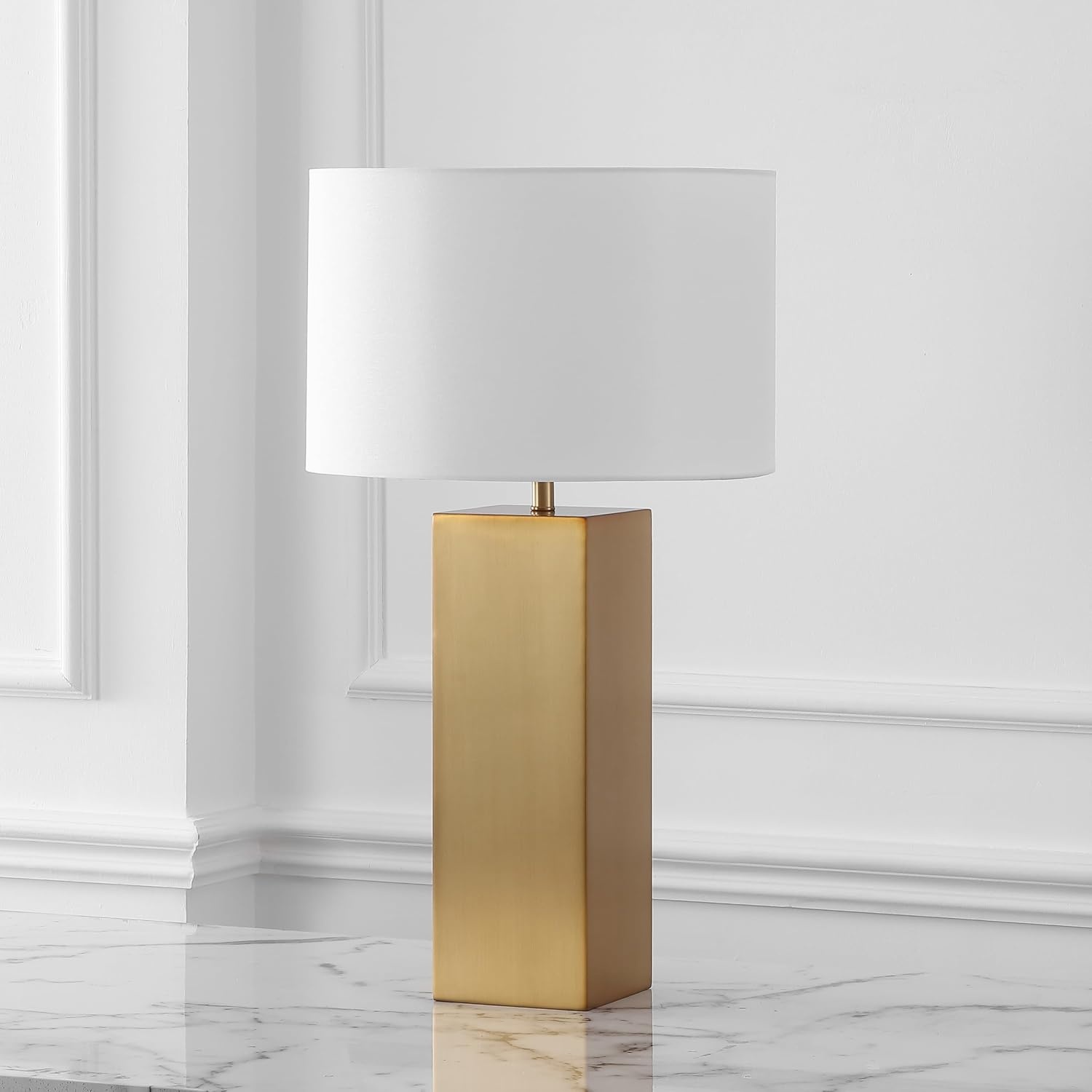 image:imageSAFAVIEH Couture Lighting Collection Hank GoldWhite Metal 28inch Table Lamp for Bedroom Living Room Home Office Desk Nightstand LED Bulb Included