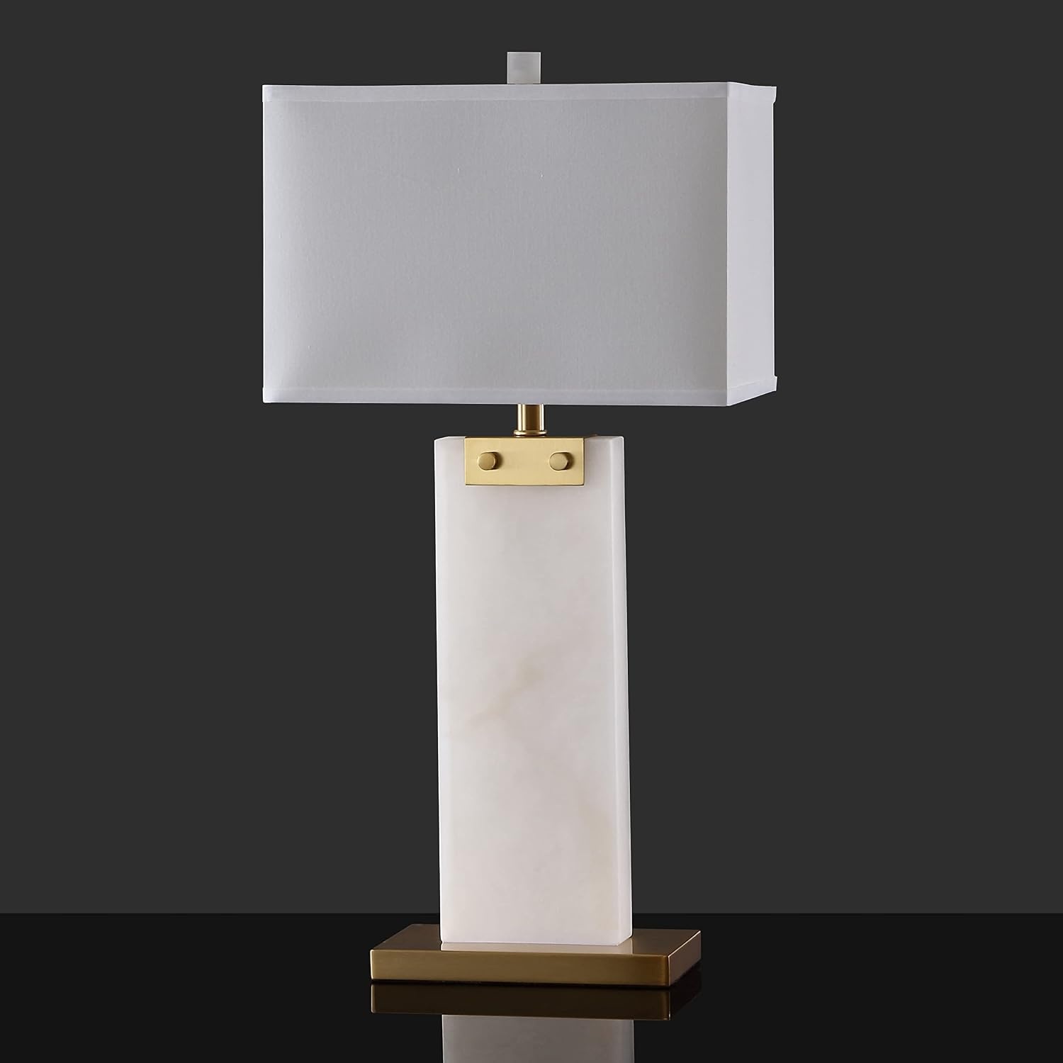 image:imageSAFAVIEH Couture Lighting Collection Morgen Handmade GoldWhite Alabaster 30inch Table Lamp