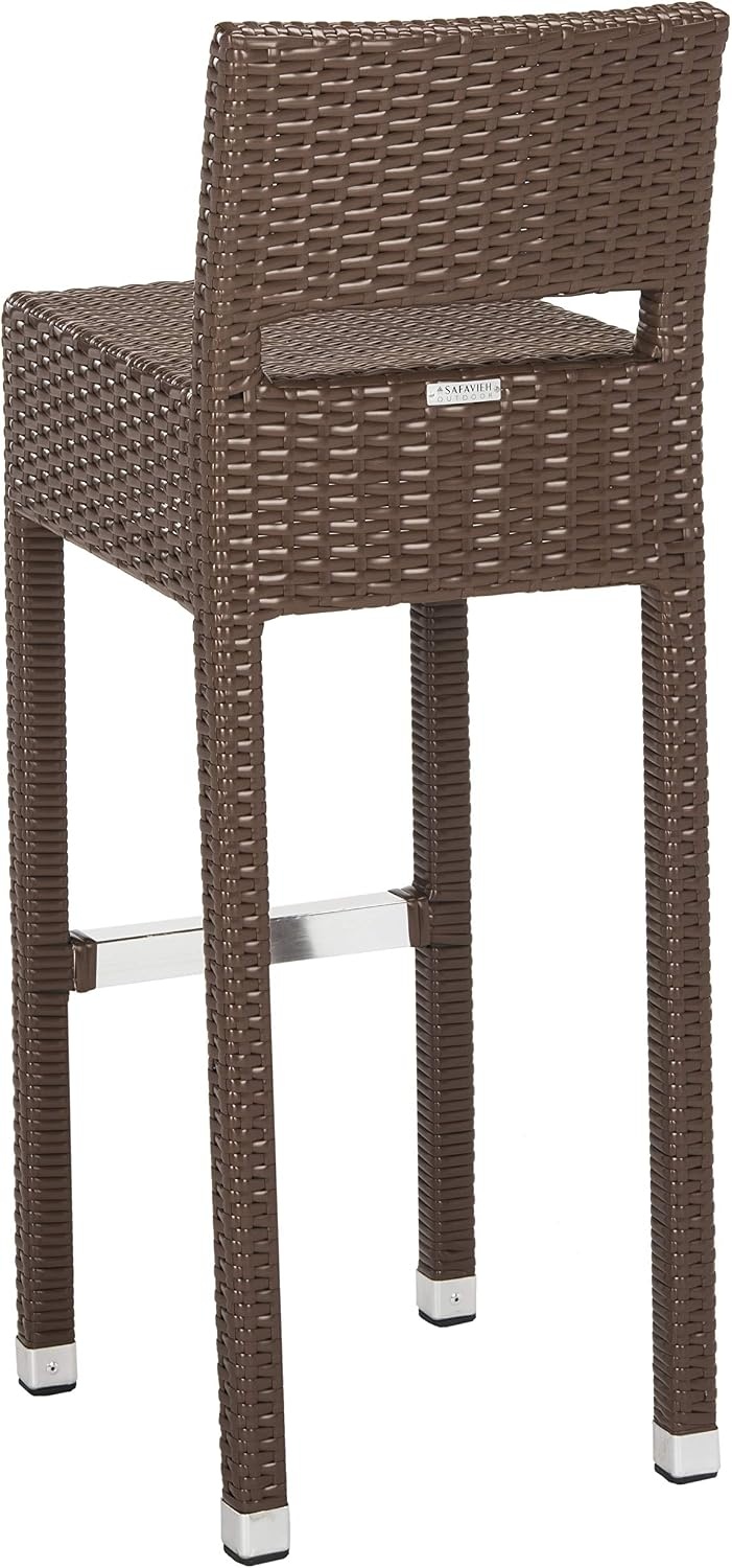 image:imageSAFAVIEH FOX5212A Collection Landry Black IndoorOutdoor Bar StoolBrown