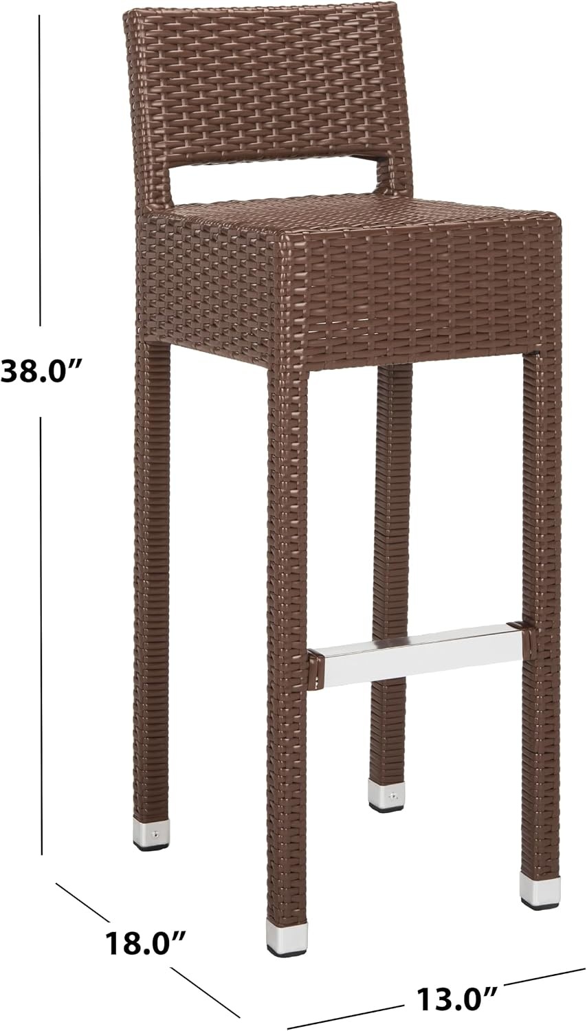 image:imageSAFAVIEH FOX5212A Collection Landry Black IndoorOutdoor Bar StoolBrown