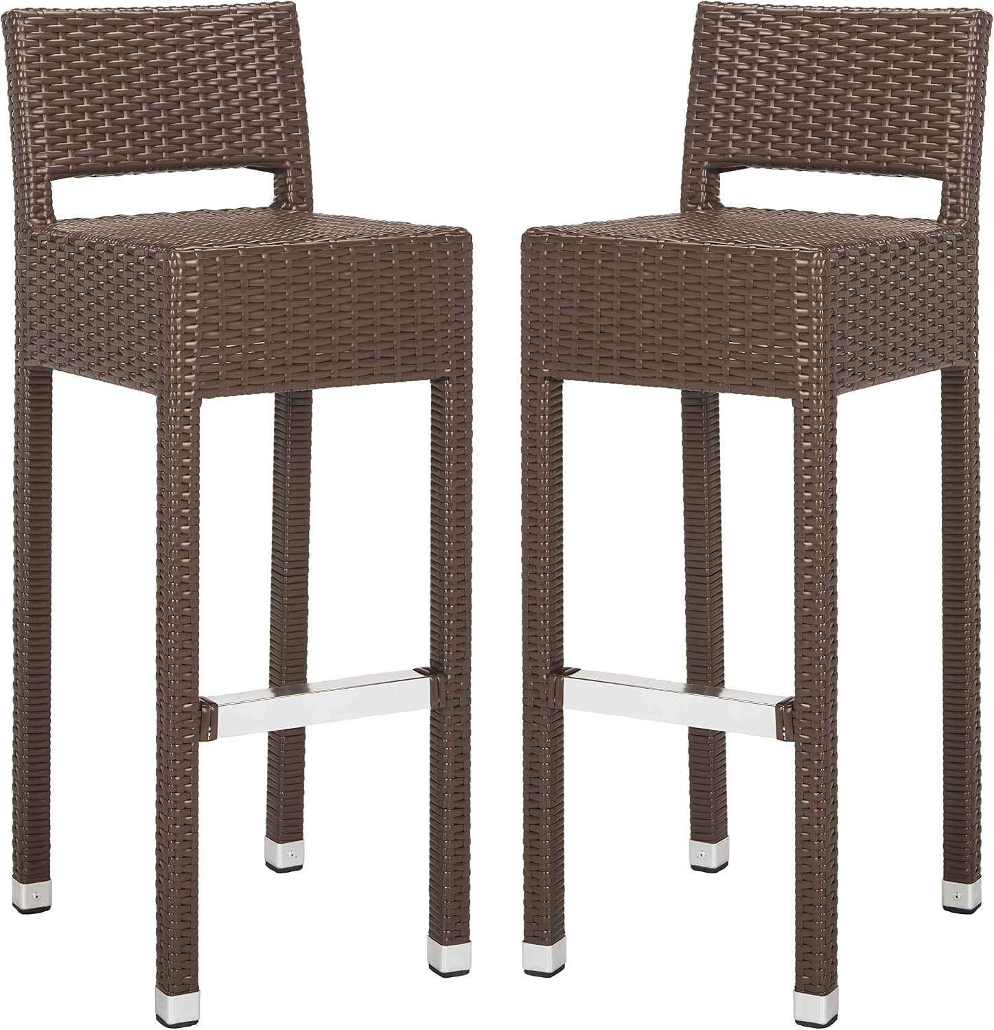 image:imageSAFAVIEH FOX5212A Collection Landry Black IndoorOutdoor Bar StoolBrown