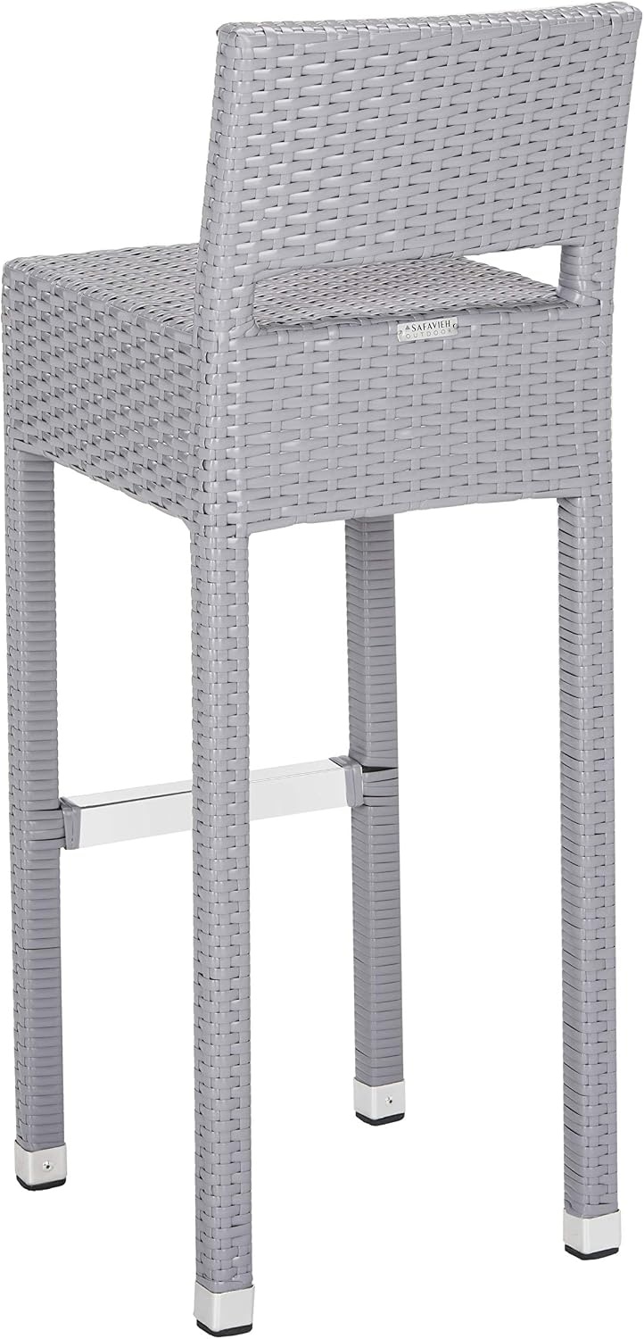 image:imageSAFAVIEH FOX5212A Collection Landry Black IndoorOutdoor Bar StoolGrey