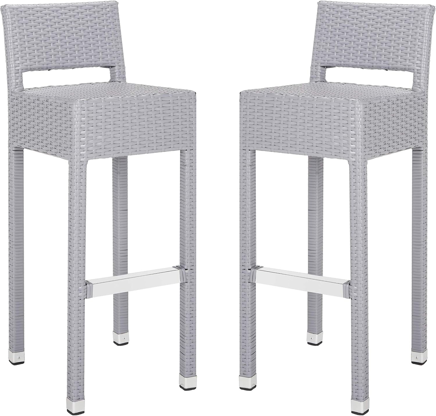 image:imageSAFAVIEH FOX5212A Collection Landry Black IndoorOutdoor Bar StoolGrey