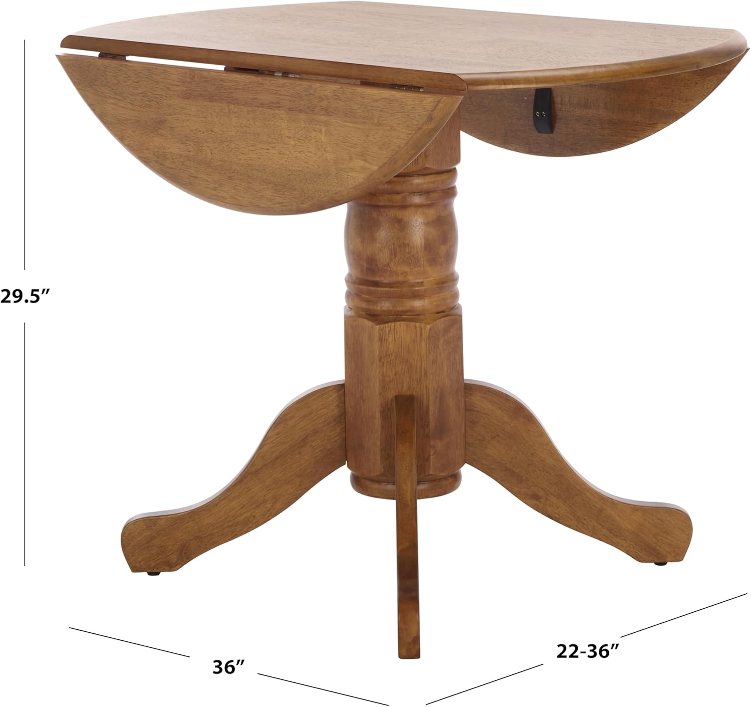 image:imageSAFAVIEH Furniture Dakari 22 36 Drop Leaf Dining Table Dark Walnut Compact Expandable Solid Wood Kitchen Table for Small Spaces DTB8500CDark Walnut