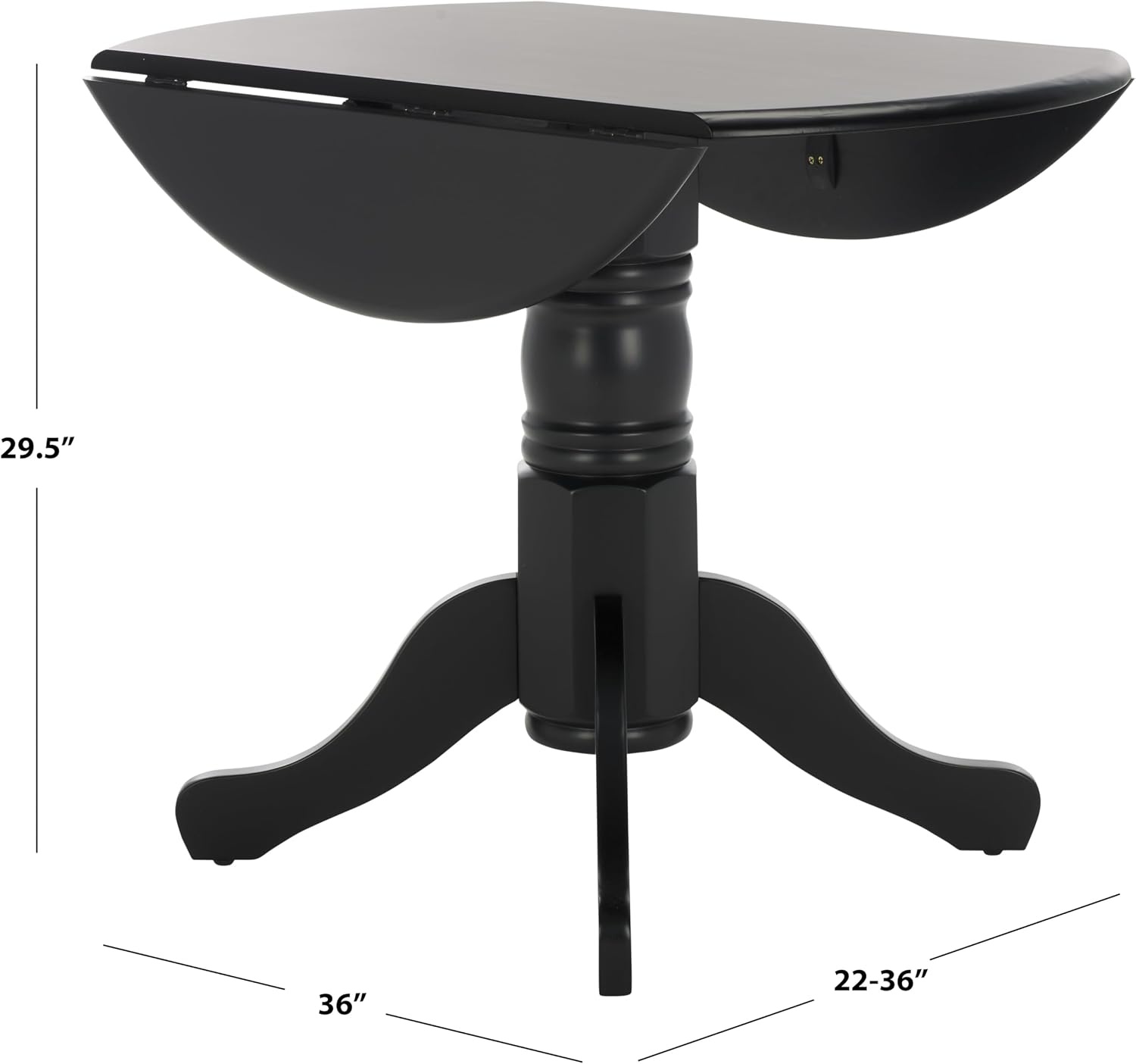 image:imageSAFAVIEH Furniture Dakari 22 36 Drop Leaf Dining Table Dark Walnut Compact Expandable Solid Wood Kitchen Table for Small Spaces DTB8500CMatte Black