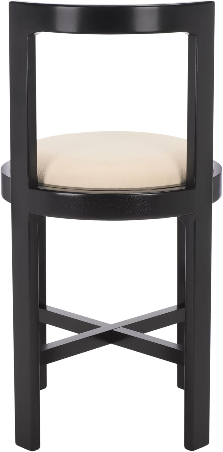 image:imageSAFAVIEH Furniture Estes Round 256Inch Counter Stool Light Blonde Solid Wood with White Upholstered Seat Ideal for Kitchen Dining Room Counter Seating BST8802DWhiteBlack