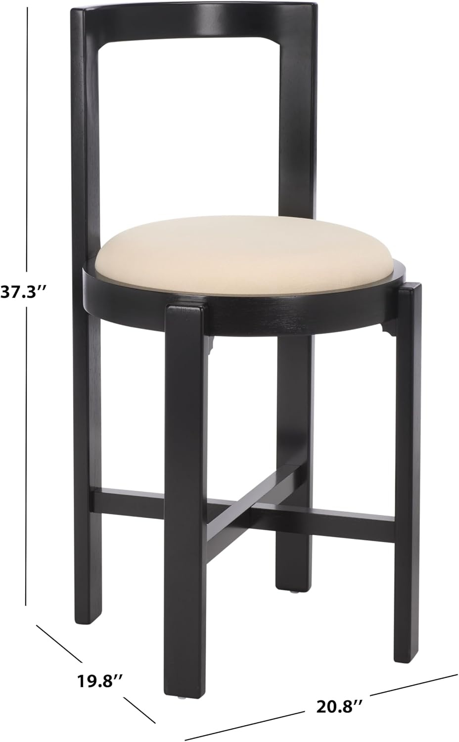 image:imageSAFAVIEH Furniture Estes Round 256Inch Counter Stool Light Blonde Solid Wood with White Upholstered Seat Ideal for Kitchen Dining Room Counter Seating BST8802DWhiteBlack