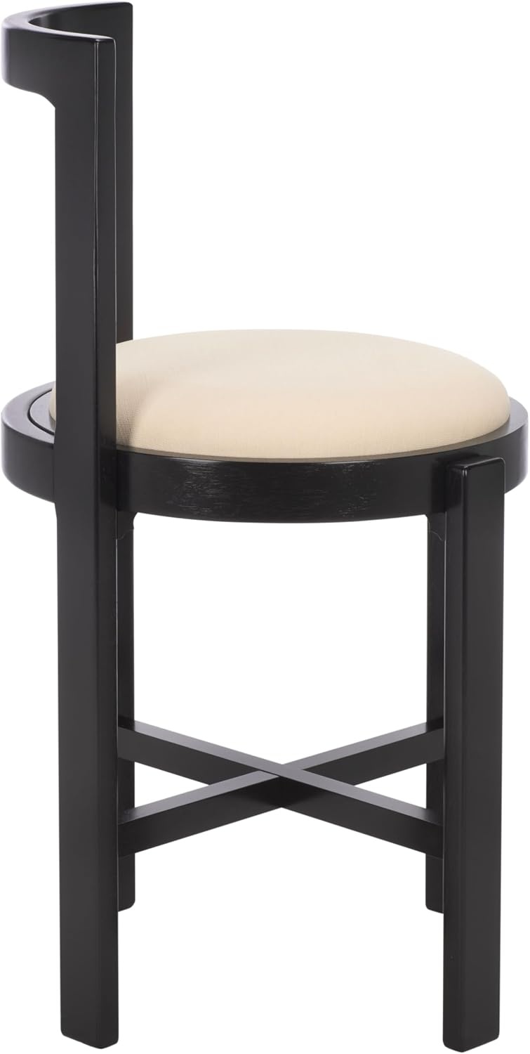 image:imageSAFAVIEH Furniture Estes Round 256Inch Counter Stool Light Blonde Solid Wood with White Upholstered Seat Ideal for Kitchen Dining Room Counter Seating BST8802DWhiteBlack