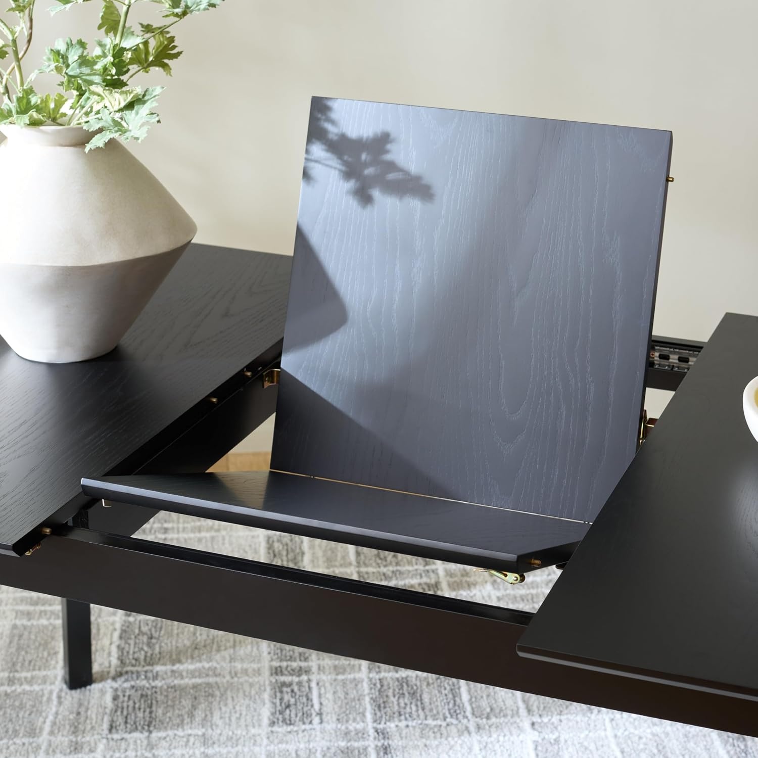 image:imageSAFAVIEH Furniture Hammis 59 76 Extendable Dining Table Black Solid Wood Fully Assembled Expandable Table for Dining Room amp Kitchen DTB4304ABlack