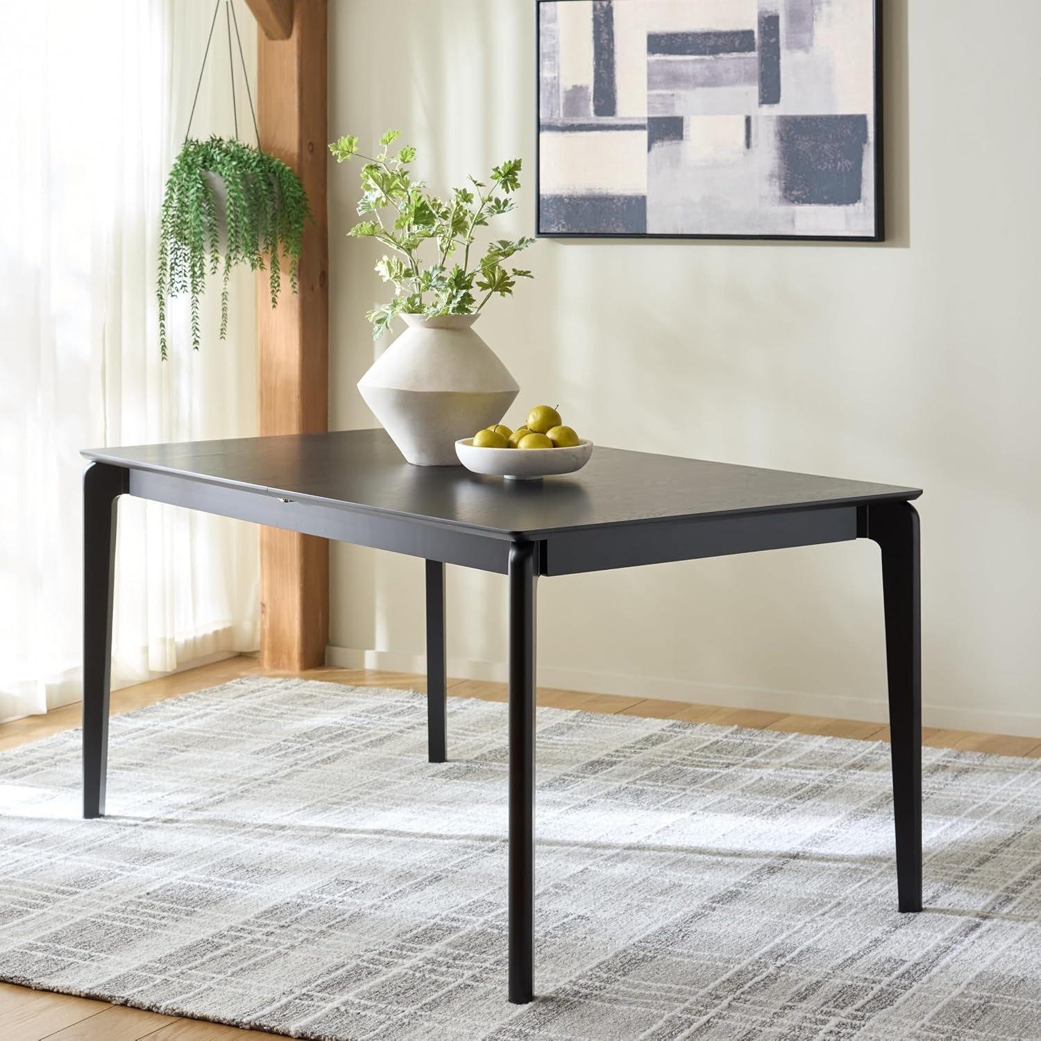 image:imageSAFAVIEH Furniture Hammis 59 76 Extendable Dining Table Black Solid Wood Fully Assembled Expandable Table for Dining Room amp Kitchen DTB4304ABlack