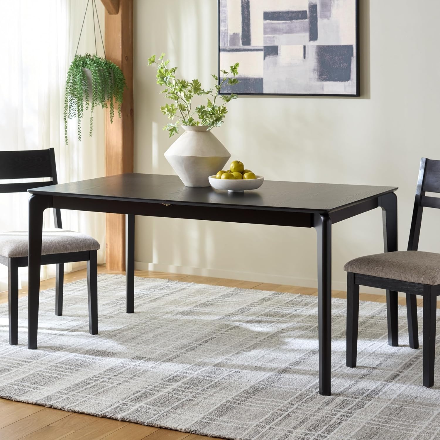 image:imageSAFAVIEH Furniture Hammis 59 76 Extendable Dining Table Black Solid Wood Fully Assembled Expandable Table for Dining Room amp Kitchen DTB4304ABlack