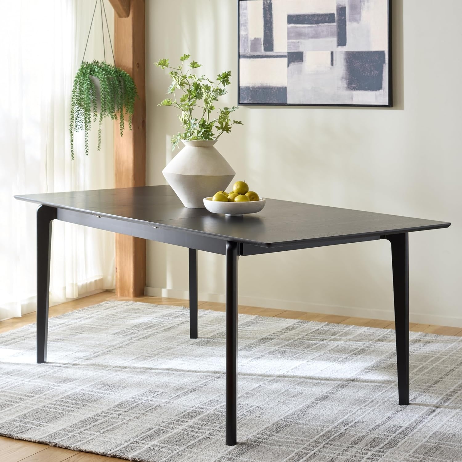 image:imageSAFAVIEH Furniture Hammis 59 76 Extendable Dining Table Black Solid Wood Fully Assembled Expandable Table for Dining Room amp Kitchen DTB4304ABlack