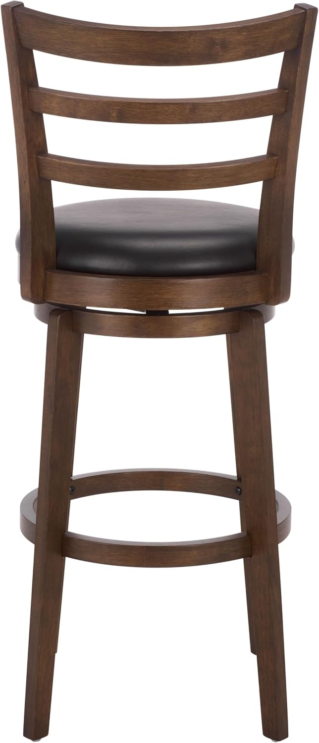 image:imageSAFAVIEH Furniture Hiroto 29Inch Swivel Bar Stool Black Vegan Leather Seat amp Walnut Solid Wood Ideal for Kitchen Dining Room Bar Seating BST5603ABlackWalnut