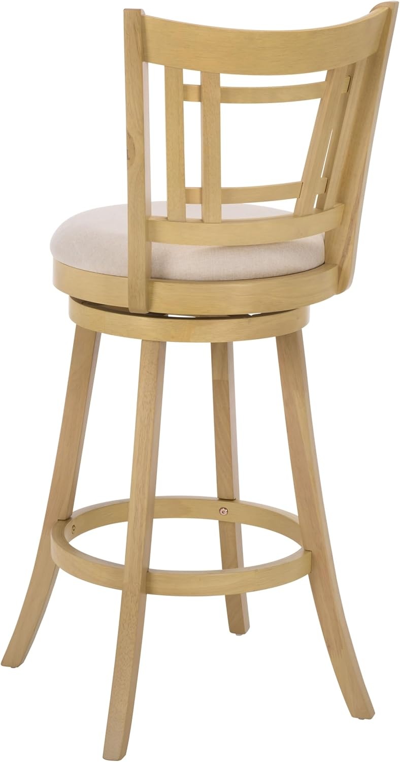 image:imageSAFAVIEH Furniture Maiko 29Inch Swivel Bar Stool Cream Linen amp Natural Solid Wood Ideal for Kitchen Dining Room Bar Seating BST5604ACreamNatural