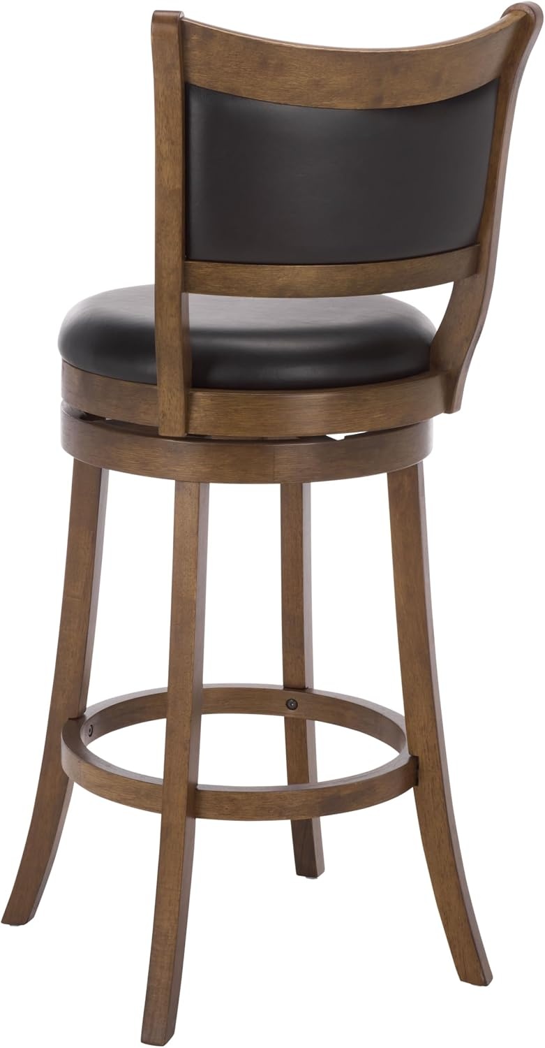 image:imageSAFAVIEH Furniture Takado 29Inch Swivel Bar Stool Black Leather amp Natural Solid Wood Ideal for Kitchen Dining Room Bar Seating BST5605ABlackNatural