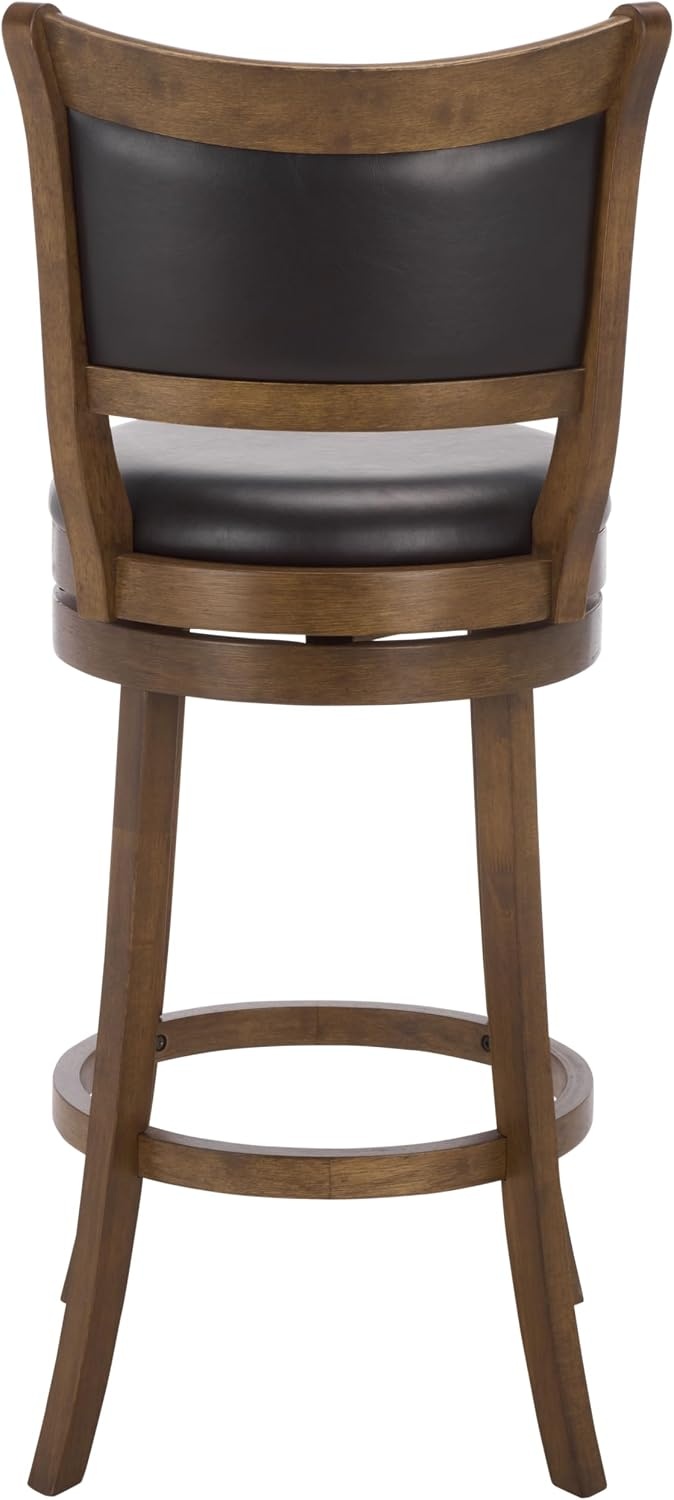 image:imageSAFAVIEH Furniture Takado 29Inch Swivel Bar Stool Black Leather amp Natural Solid Wood Ideal for Kitchen Dining Room Bar Seating BST5605ABlackNatural