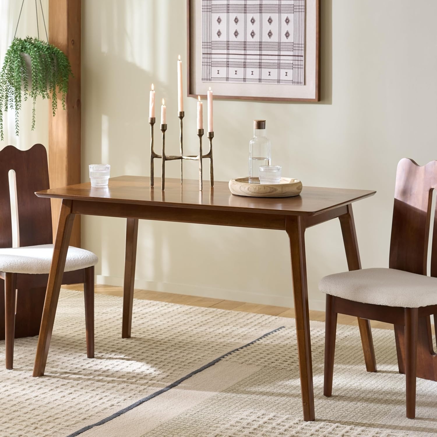 image:imageSAFAVIEH Furniture Teru Rectangle Dining Table Brown Solid Wood Modern Dining Table Ideal for Dining Room Kitchen 4724 W x 2953 D x 2953 H DTB3600ABrown