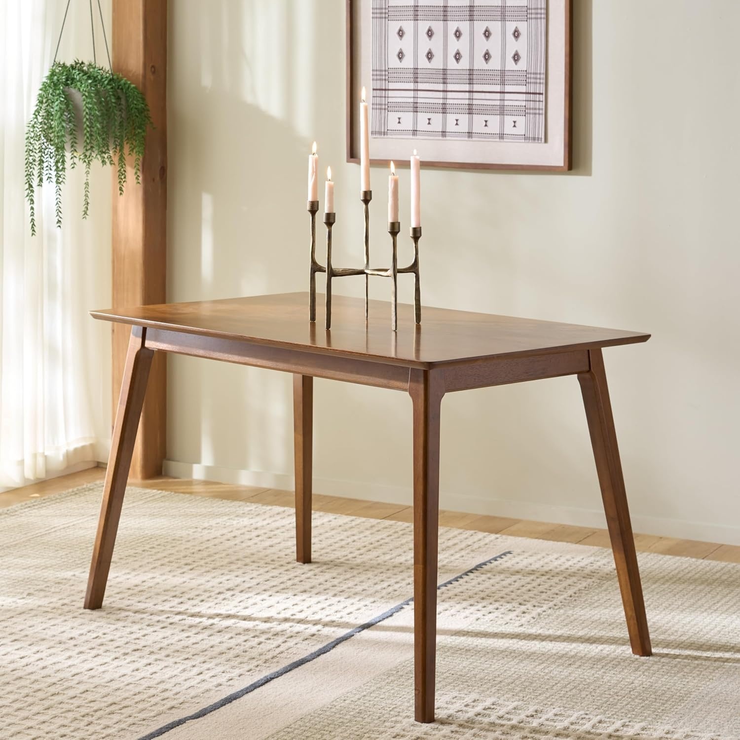 image:imageSAFAVIEH Furniture Teru Rectangle Dining Table Brown Solid Wood Modern Dining Table Ideal for Dining Room Kitchen 4724 W x 2953 D x 2953 H DTB3600ABrown