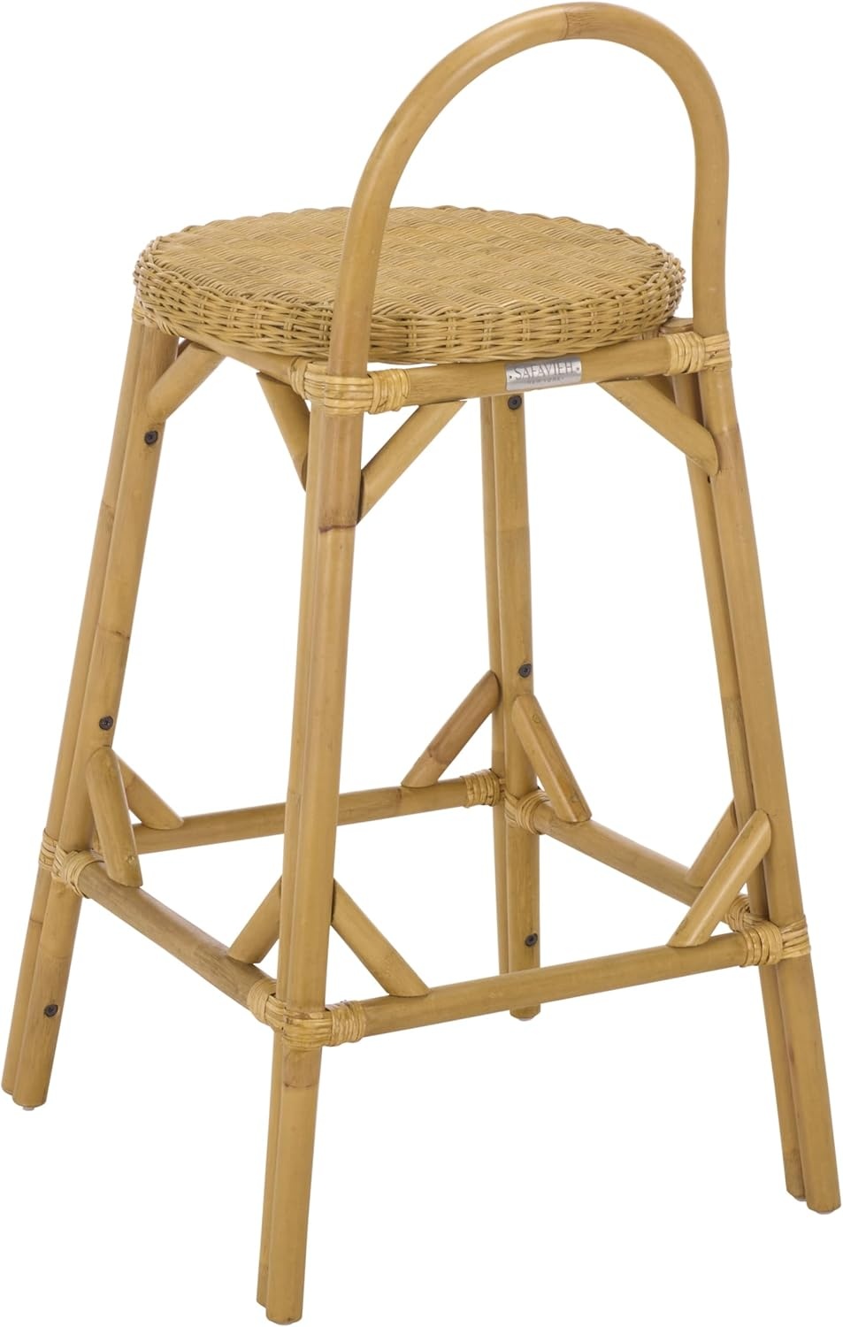 image:imageSAFAVIEH Furniture Yulia 28Inch Bar Stool Natural Rattan Woven Seat with Solid Frame Ideal for Kitchen Dining Room Bar Seating BST9908ANatural