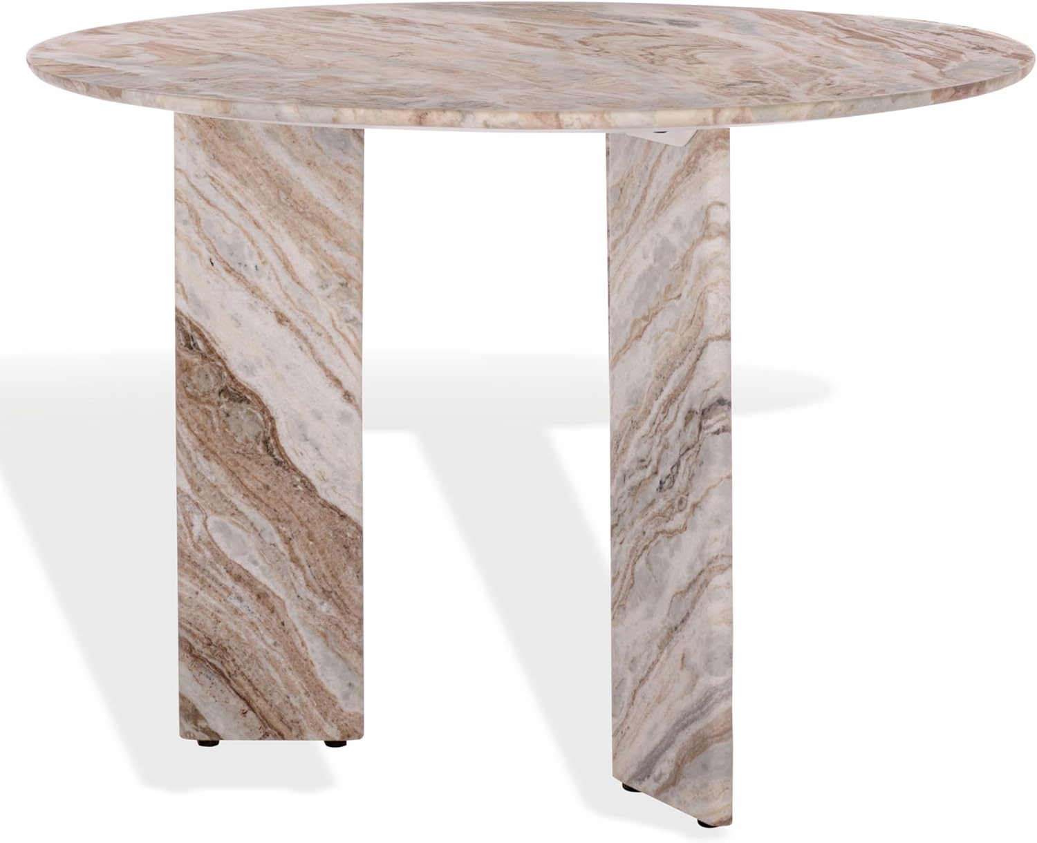 image:imageSAFAVIEH Home Collection Bindi White amp Brown Marble Dining Table Round 3Leg Pedestal Base Modern Statement Design SFV9752AWhiteBrown