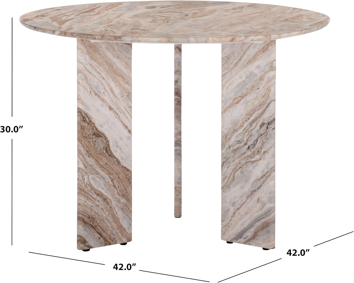 image:imageSAFAVIEH Home Collection Bindi White amp Brown Marble Dining Table Round 3Leg Pedestal Base Modern Statement Design SFV9752AWhiteBrown
