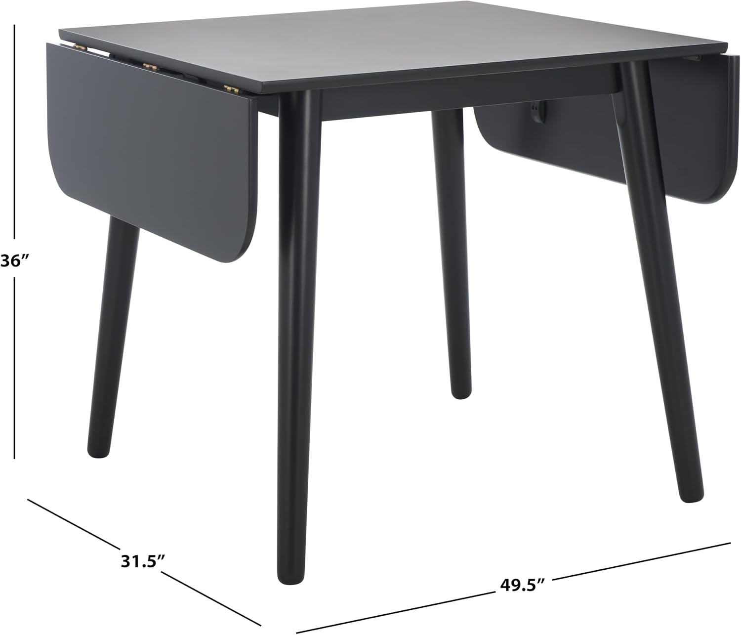image:imageSAFAVIEH Home Collection Damarius White Washed Solid Wood Drop Leaf Dining Table SpaceSaving Modern Design Seats up to 4 DTB8501BMatte Black
